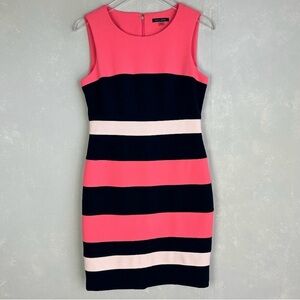 Tommy Hilfiger size 8 sleeveless sheath short dress pink navy striped stretch